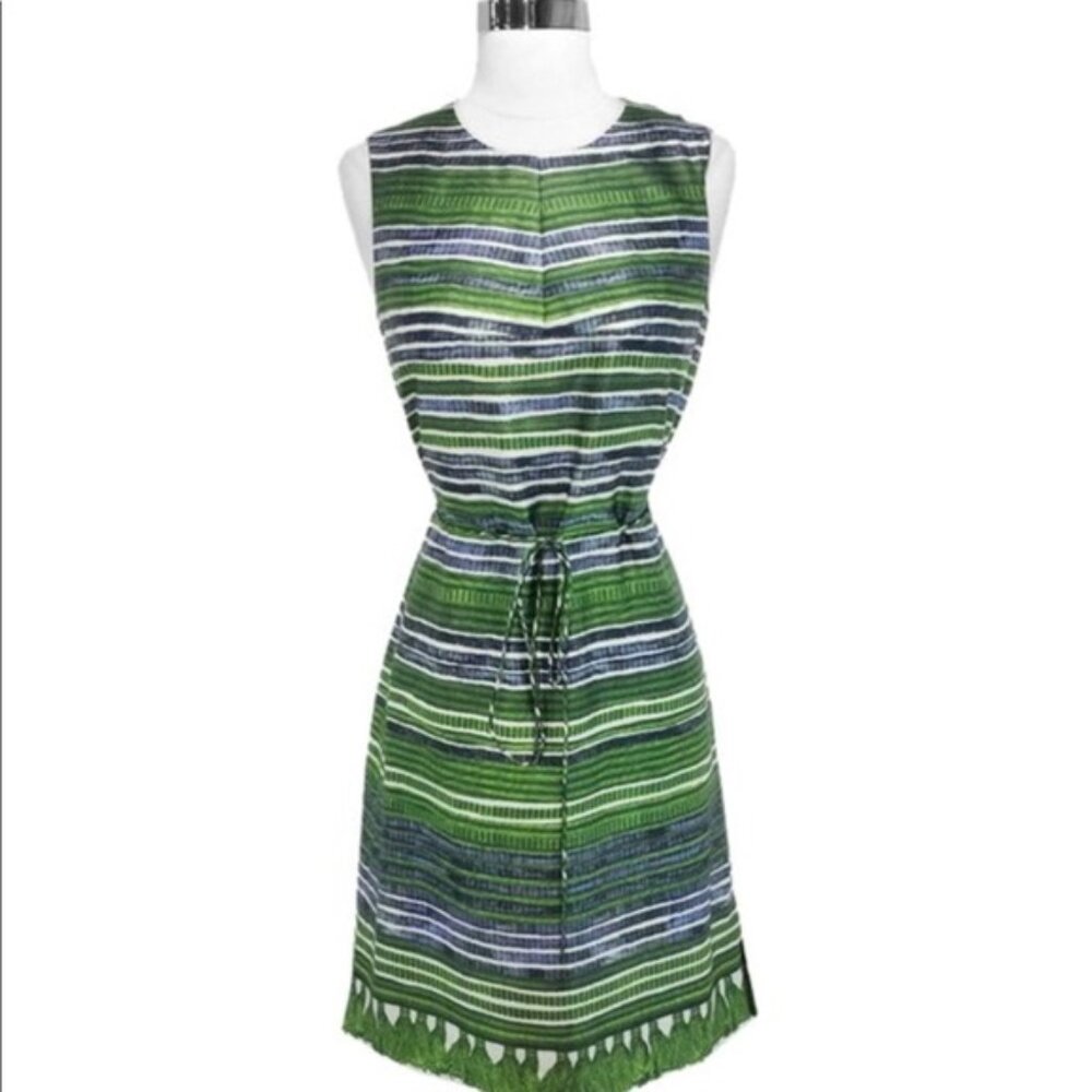 BOSS Hugo Boss Green Silk Geometric Dress – US 10 – Paris Runway 2012
